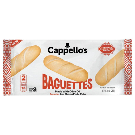 Cappello’s Gluten Free Baguettes Made with Olive Oil Front