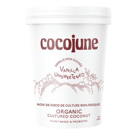 Front of Cocojune Organic Cultured Coconut Unsweetened Vanilla - Vegan Yogurt - Coconut Based Yogurt - Cocojune Coconut Yogurt