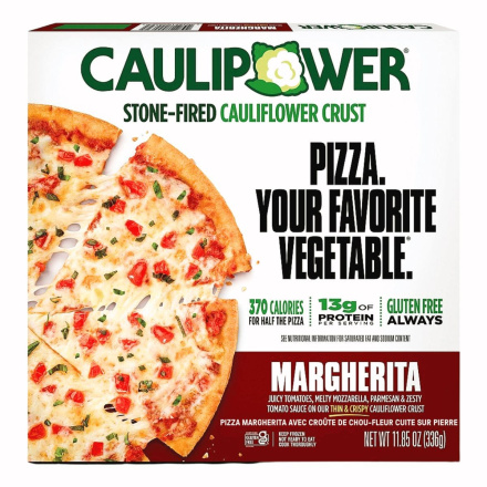 Front of CAULIPOWER Gluten-Free Stone-Fired Cauliflower Crust Pizza Margherita -  Cauliflower Crust Pizza - Gluten-Free Pizza - Gluten-Free Crust Pizza