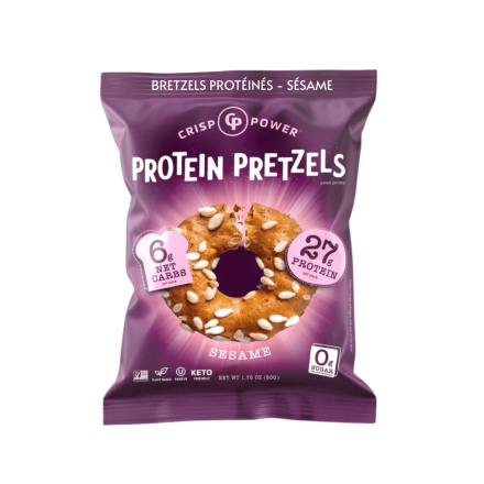 CRISP POWER Keto Plant-Based Protein Pretzels Sesame, 50g