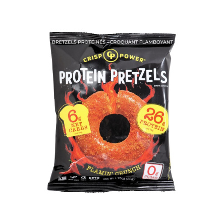 CRISP POWER Keto Plant-Based Protein Pretzels Flamin’ Crunch Front
