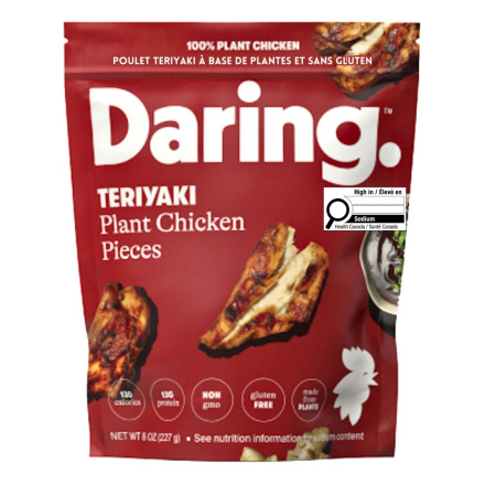 Front of Daring Plant-Based Chicken Pieces Teriyaki - Vegan Chicken Strips - 
Vegan Chicken Nuggets - Vegan Chicken Substitutes - Mock Chicken