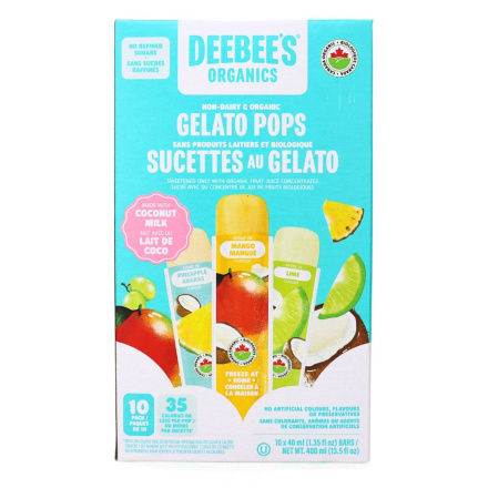 Front of DeeBee's Organic Freezies Organic Popsicles Healthy Freezies Healthy Popsicles Gelato Pops
