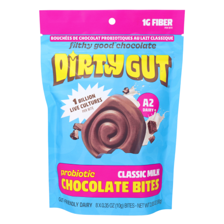 Dirty Gut Probiotic Chocolate Bites Classic Milk Front