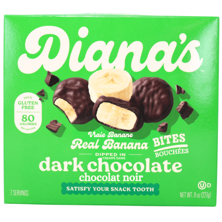 Diana’s Banana Bites Dipped In Dark Chocolate Front