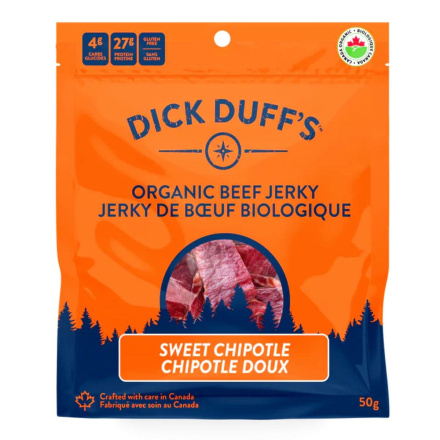 Front of Dick Duff's Organic Beef Jerky Sweet Chipotle