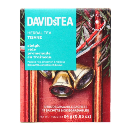 Front of DAVIDsTEA Caffeine-Free Herbal Tea Sleigh Ride - Christmas Tea -Holiday Teas - Winter Teas