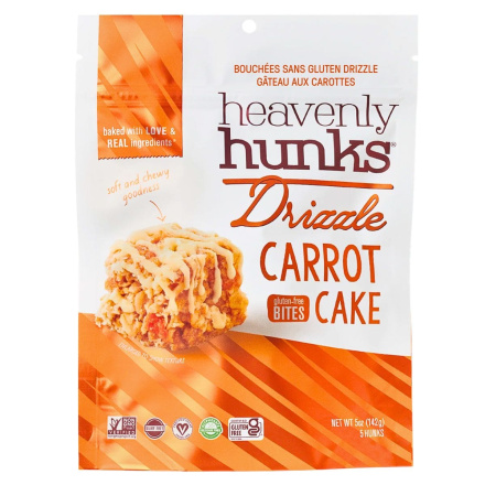 Front of Heavenly Hunks Drizzle Gluten-Free Bites Carrot Cake - Heavenly Hunks Drizzle - Healthy Carrot Cake Cookies - Oatmeal Carrot Cake Cookies