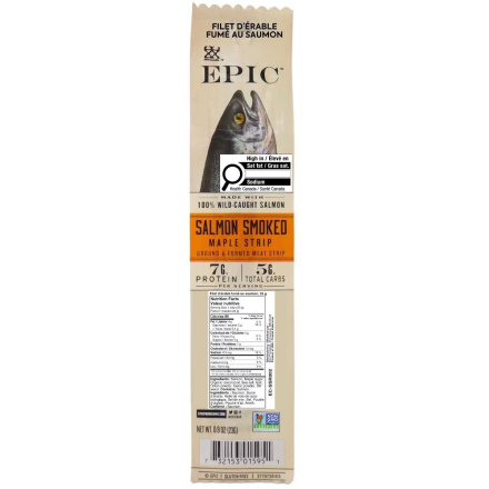 Front of Epic Salmon Smoked Maple Fillet Strip, 23g