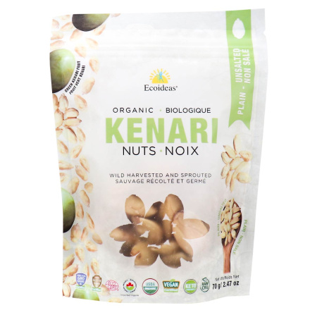 Front of Ecoideas Organic Kenari Nuts Plain Unsalted, 70g