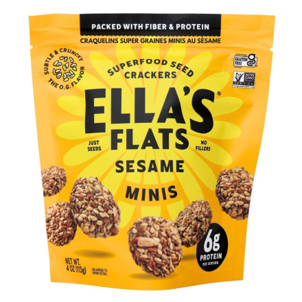 Ella’s Flats Superfood Seed Crackers Sesame Minis Front