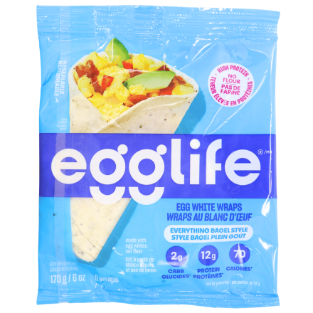 Egglife 7” Flourless Egg White Wraps Everything Bagel Front