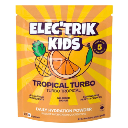Elec’trik Kids Daily Hydration Powder Tropical Turbo Front of package