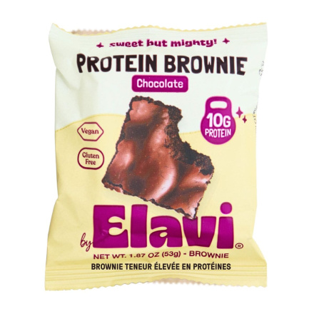 Front of Elavi High Protein Brownie - Vegan Protein Brownie - Gluten Free Protein Brownie - Healthy Protein Brownie