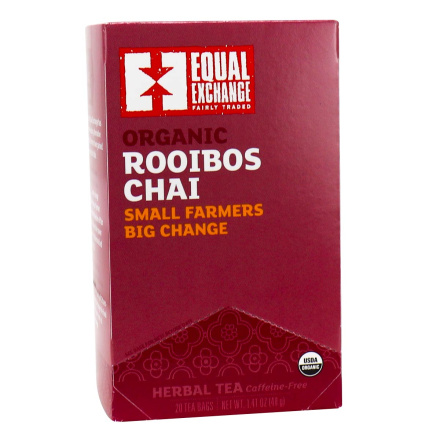 Front of Equal Exchange Organic Rooibos Chai Herbal Tea, 20 Tea Bags