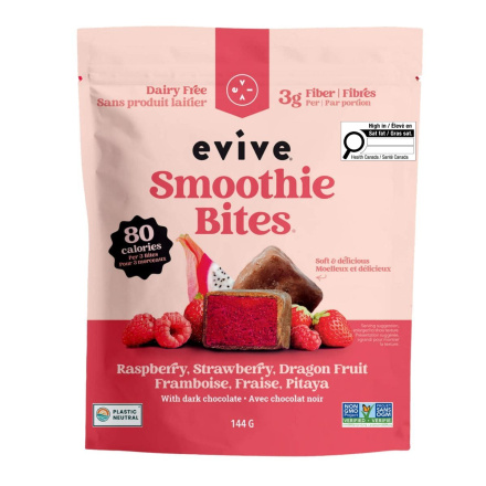 Evive Chocolate-Covered Smoothie Bites Raspberry, Strawberry & Dragon Fruit Canada Front