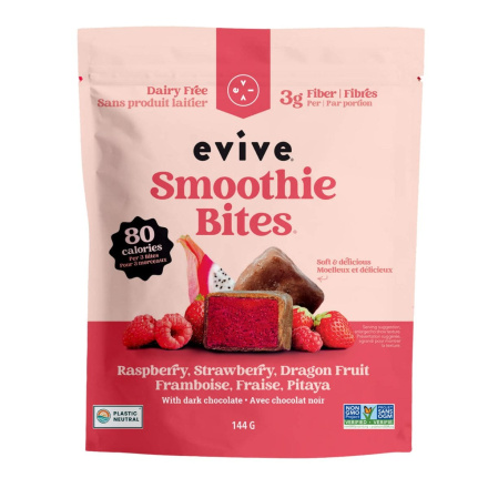 Evive Chocolate-Covered Smoothie Bites Raspberry, Strawberry & Dragon Fruit Canada Front