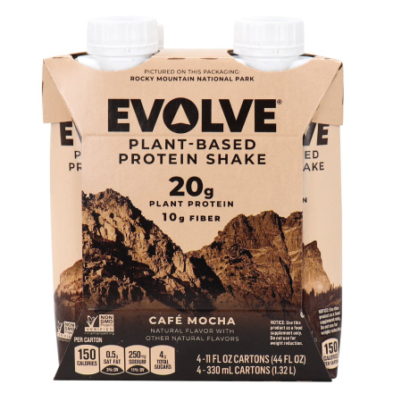 Front of Evolve Plant-Based Protein Shake Cafe Mocha