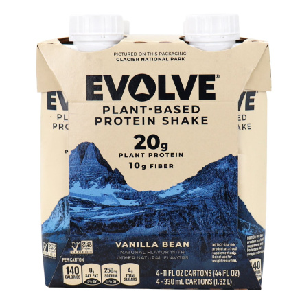 Front of Evolve Plant-Based Protein Shake Vanilla Bean