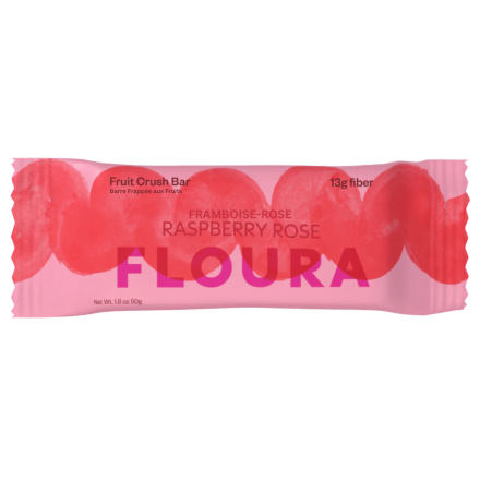 Floura Prebiotic Fiber Bar Raspberry Rose front