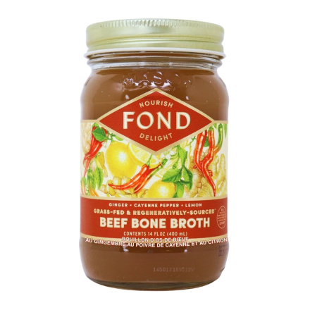 Fond Grass-Fed Beef Bone Broth Ginger, Cayenne Pepper & Lemon Canada Front