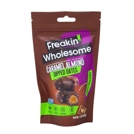 Freakin’ Wholesome Dark Chocolate Covered Caramel Almond Filled Dates Canada Front