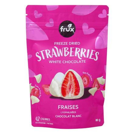 Frux Freeze Dried Strawberries Covered in White Chocolate Canada Front