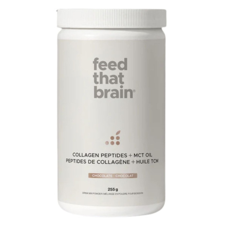 Front of Feed That Brain Grass-Fed Collagen + MCT Oil Creamy Chocolate - Grass Fed Collagen Powder - Mct Collagen Powder - Collagen Mct Oil