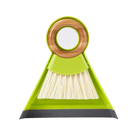 Front of Full Circle Tiny Team Mini Broom and Dustpan Green