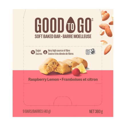 Front of Good To Go Soft Baked Almond Flour Bars Raspberry Lemon
