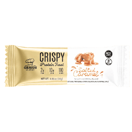 Genius Gourmet Gluten-Free Crispy Protein Treat Salted Caramel, 30g - Healthy Protein Bars