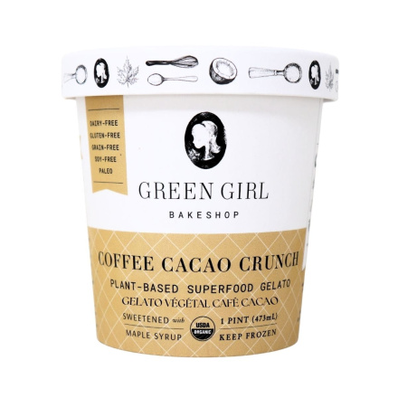 Green Girl Bakeshop Plant-Based Superfood Gelato Coffee Cacao Crunch Front