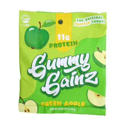 Gummy Gainz Protein Gummy Candy Green Apple, 49 g Front