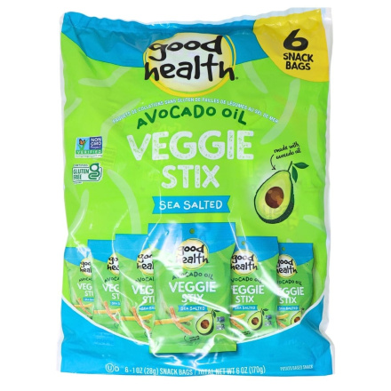 Front of Good Health Veggie Stix Sea Salted Snack Packs - Healthy Alternative To Potato Chips - Veggie Straw Pack - Good Health Chips