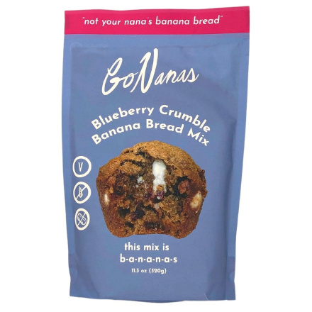 Front of Go Nanas Vegan Banana Bread Mix Blueberry Crumble