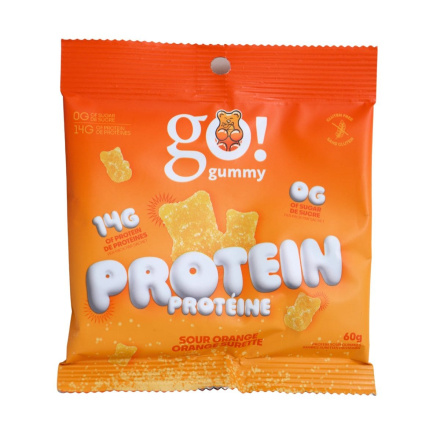 Go! Gummy Protein Gummy Bears Sour Orange Front of package