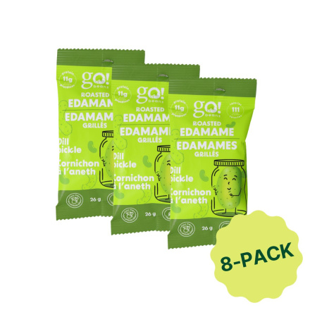 Go! Beanz High Protein Roasted Edamame Beans Snack Dill Pickle (8 Pack) Front