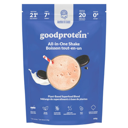 Front of Good Protein All In One Shake - Cookies And Cream Protein Powder - Superfood Protein Powder - Cookies And Cream Protein Shake