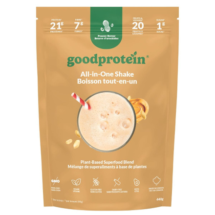 Front of Good Protein All In One Shake - Superfood Protein Powder - Peanut Butter Protein Powder 