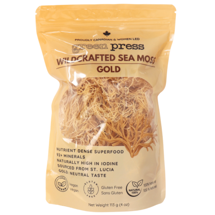 Green Press Wildcrafted Sea Moss Gold front