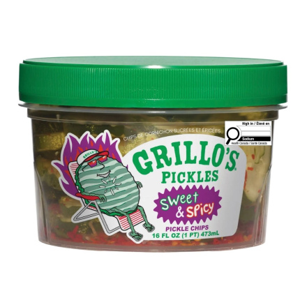 Grillo’s Pickles Pickle Chips Sweet & Spicy, 473mL
