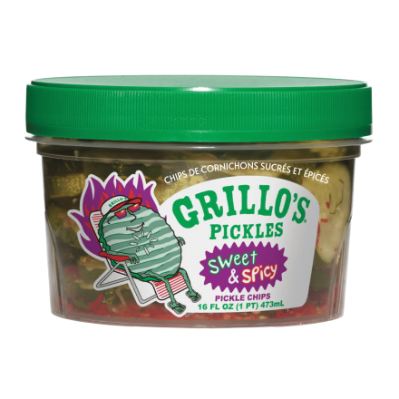 Grillo’s Pickles Pickle Chips Sweet & Spicy, 473mL