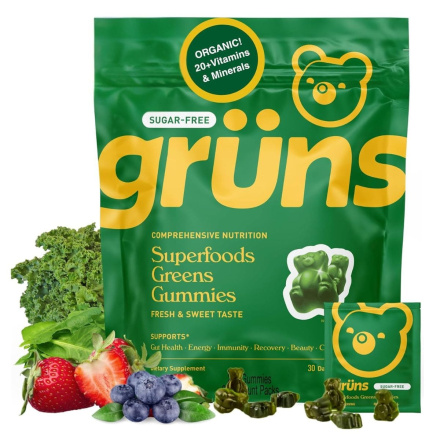 Grüns Sugar-Free Superfood Greens Gummies for Adults Canada Front