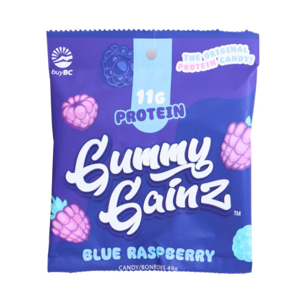 Gummy Gainz Protein Gummy Candy Blue Raspberry Canada Front