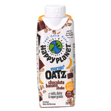 Front of Happy Plant Mornin' Oatz Shake Chocolate Banana