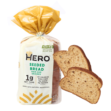 Hero Low-Carb Sliced Bread Seeded Front