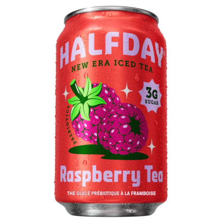 Front of Halfday Prebiotic Iced Tea Raspberry - Prebiotic Iced Tea - Low Sugar Iced Tea - Healthy Iced Tea