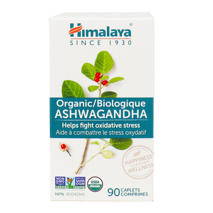 Front of Himalaya Organic Ashwagandha 90 Caplets