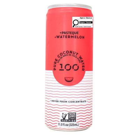 100 Coconuts Pure Coconut Water Drink Watermelon Canada Front