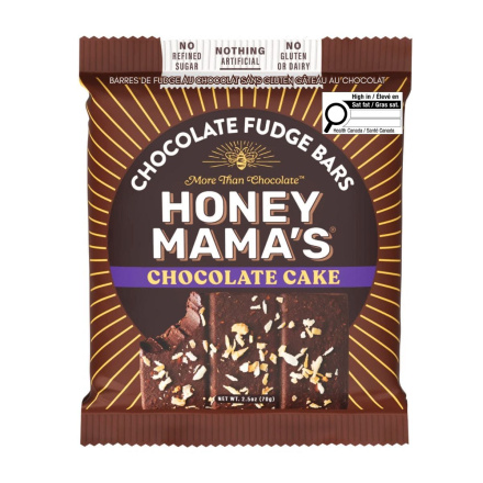 Front of Honey Mama’s Gluten-Free Chocolate Fudge Bars Chocolate Cake - Truffle Snack Bar - Dairy-Free Truffle Bar - Gluten-Free Truffle Snack Bar